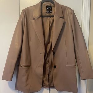 Zara Tan/Brown Leather Blazer
